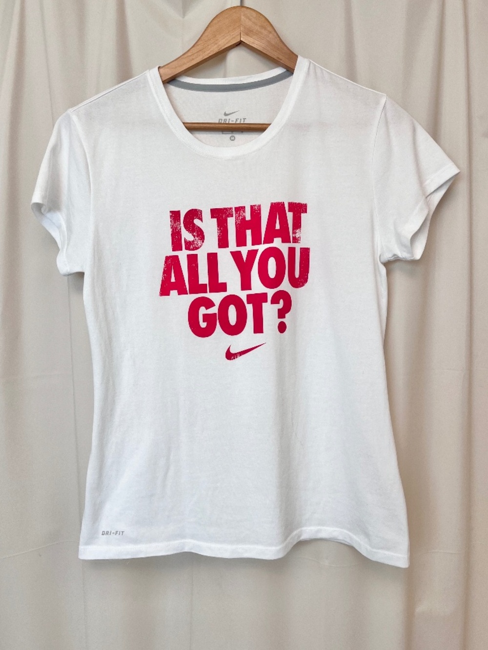 Nike white logo t-shirt DRI-FIT is that all you got medium